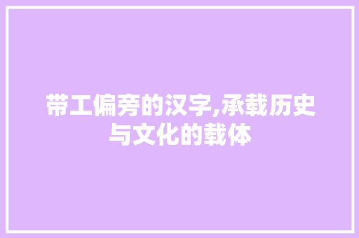 带工偏旁的汉字,承载历史与文化的载体