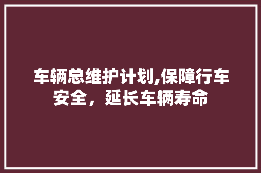 车辆总维护计划,保障行车安全，延长车辆寿命