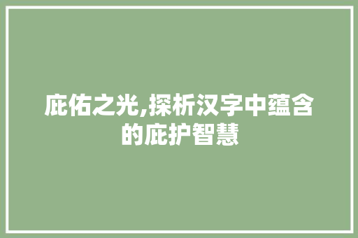 庇佑之光,探析汉字中蕴含的庇护智慧