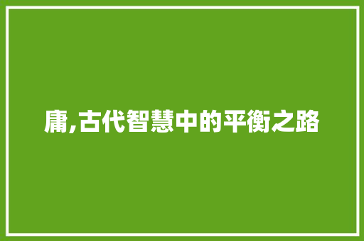 庸,古代智慧中的平衡之路