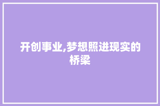 开创事业,梦想照进现实的桥梁
