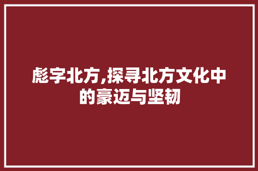 彪字北方,探寻北方文化中的豪迈与坚韧