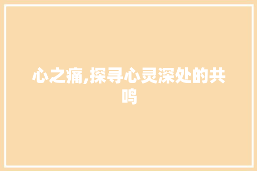 心之痛,探寻心灵深处的共鸣