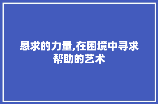 恳求的力量,在困境中寻求帮助的艺术