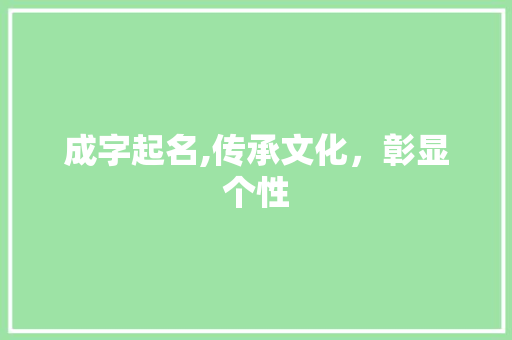 成字起名,传承文化，彰显个性