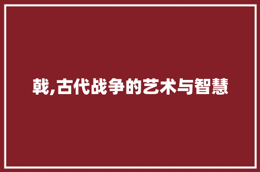 戟,古代战争的艺术与智慧