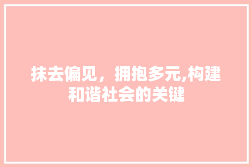 抹去偏见，拥抱多元,构建和谐社会的关键