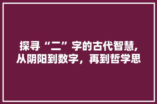 探寻“二”字的古代智慧,从阴阳到数字，再到哲学思考