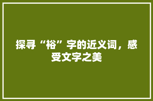 探寻“裕”字的近义词，感受文字之美