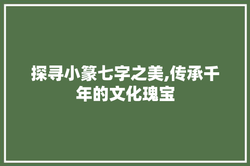 探寻小篆七字之美,传承千年的文化瑰宝