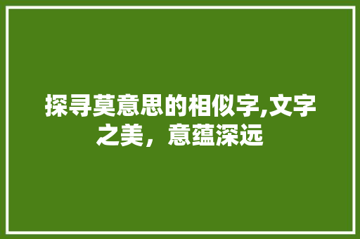探寻莫意思的相似字,文字之美，意蕴深远