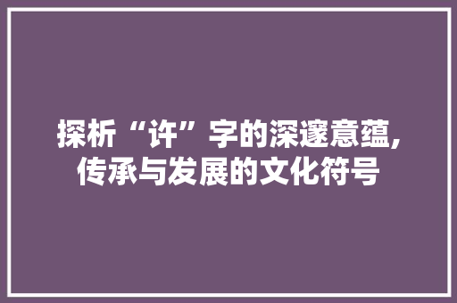 探析“许”字的深邃意蕴,传承与发展的文化符号