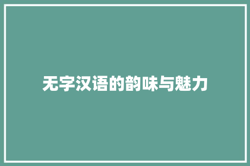 无字汉语的韵味与魅力 汉字拼音