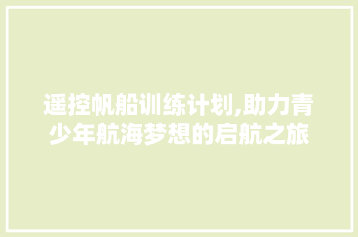 遥控帆船训练计划,助力青少年航海梦想的启航之旅