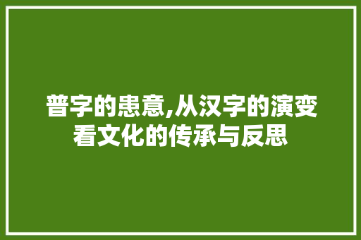 普字的患意,从汉字的演变看文化的传承与反思 英语单词