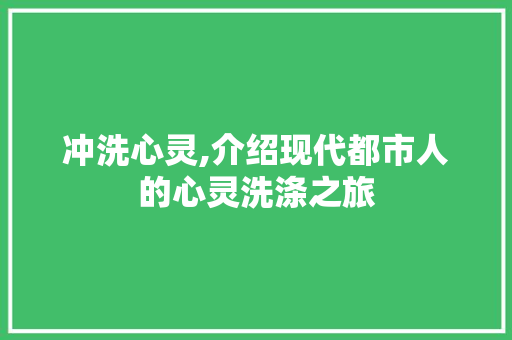 冲洗心灵,介绍现代都市人的心灵洗涤之旅