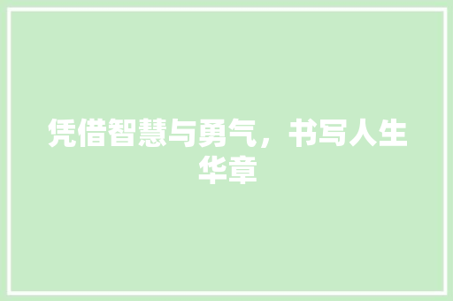 凭借智慧与勇气，书写人生华章