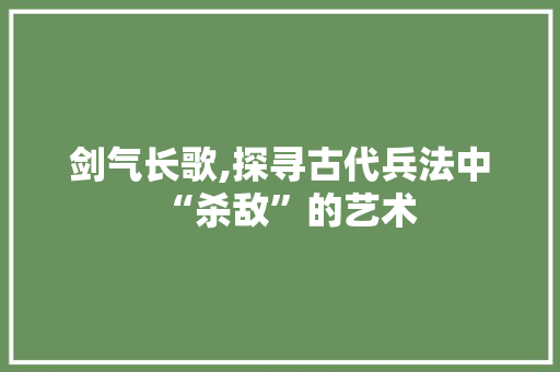 剑气长歌,探寻古代兵法中“杀敌”的艺术