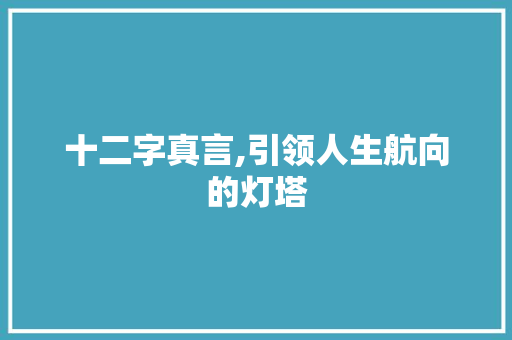 十二字真言,引领人生航向的灯塔