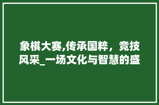 象棋大赛,传承国粹，竞技风采_一场文化与智慧的盛宴
