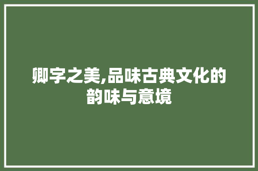 卿字之美,品味古典文化的韵味与意境 反义词汇