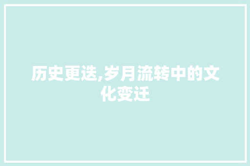历史更迭,岁月流转中的文化变迁