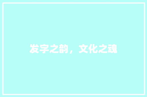 发字之韵，文化之魂