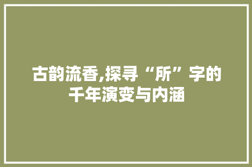 古韵流香,探寻“所”字的千年演变与内涵