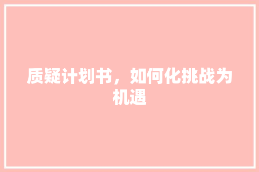 质疑计划书，如何化挑战为机遇