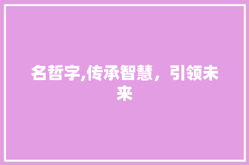 名哲字,传承智慧，引领未来 近义词汇