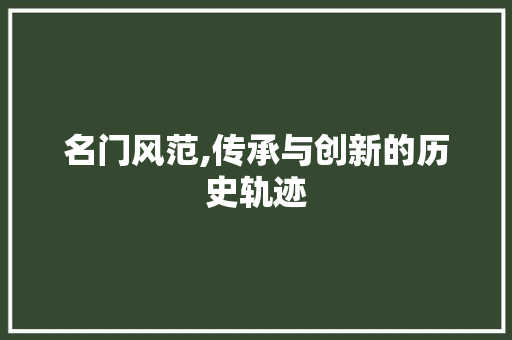 名门风范,传承与创新的历史轨迹