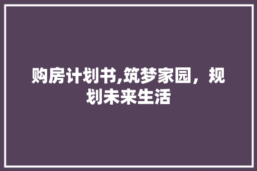购房计划书,筑梦家园，规划未来生活