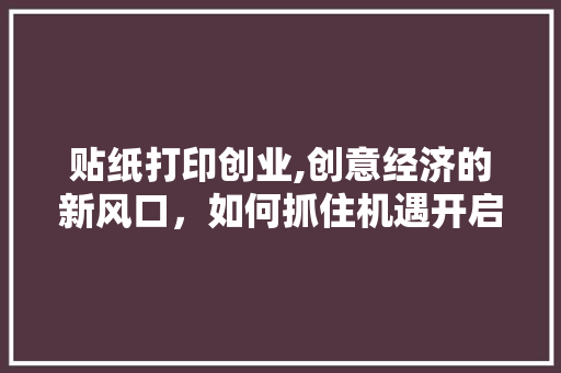 贴纸打印创业,创意经济的新风口，如何抓住机遇开启财富之门