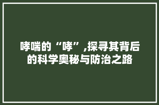 哮喘的“哮”,探寻其背后的科学奥秘与防治之路