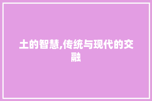 土的智慧,传统与现代的交融