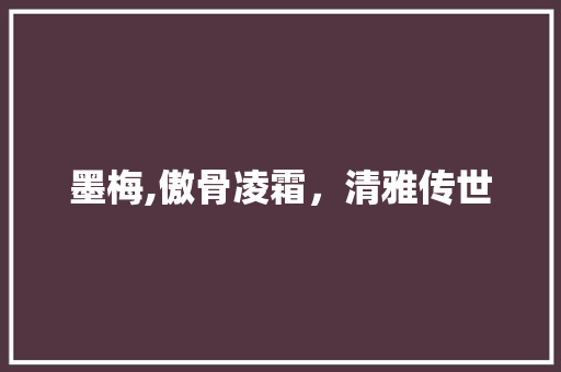 墨梅,傲骨凌霜，清雅传世
