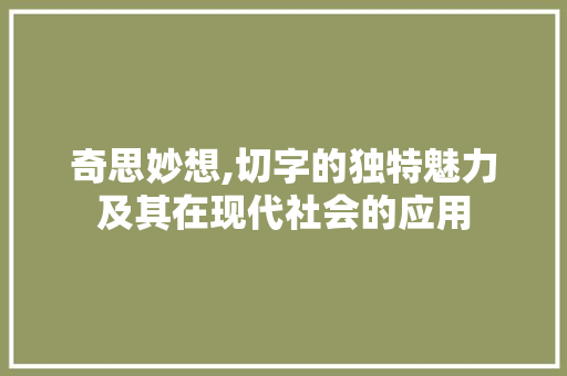 奇思妙想,切字的独特魅力及其在现代社会的应用 英语单词