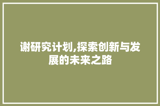 谢研究计划,探索创新与发展的未来之路