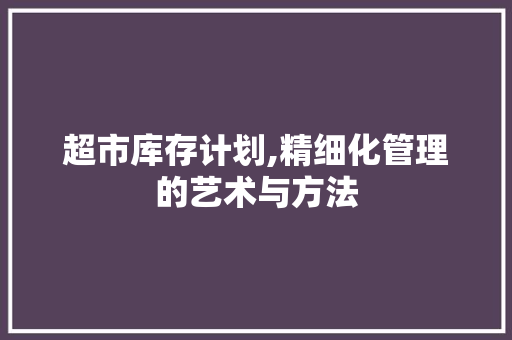 超市库存计划,精细化管理的艺术与方法
