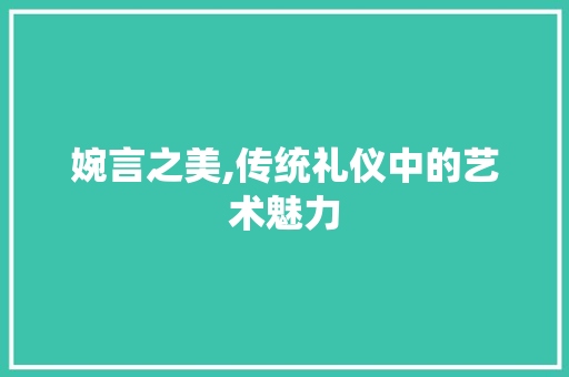 婉言之美,传统礼仪中的艺术魅力