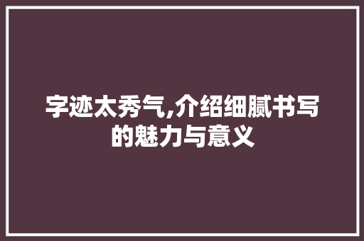 字迹太秀气,介绍细腻书写的魅力与意义