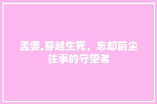 孟婆,穿越生死，忘却前尘往事的守望者