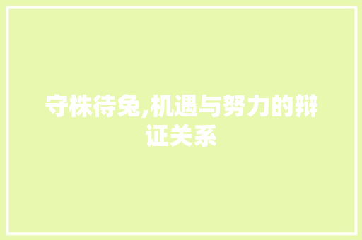 守株待兔,机遇与努力的辩证关系