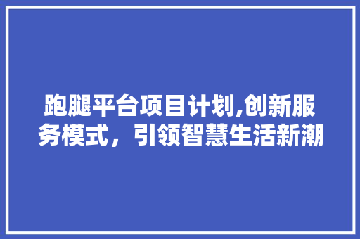 跑腿平台项目计划,创新服务模式，引领智慧生活新潮流