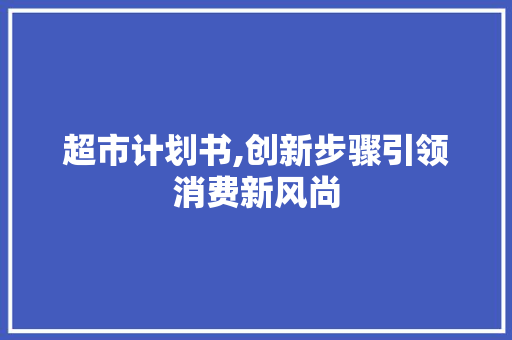 超市计划书,创新步骤引领消费新风尚
