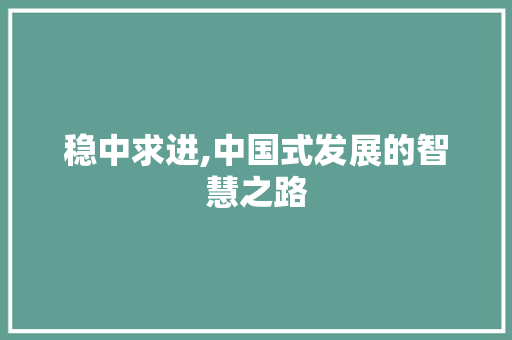 稳中求进,中国式发展的智慧之路