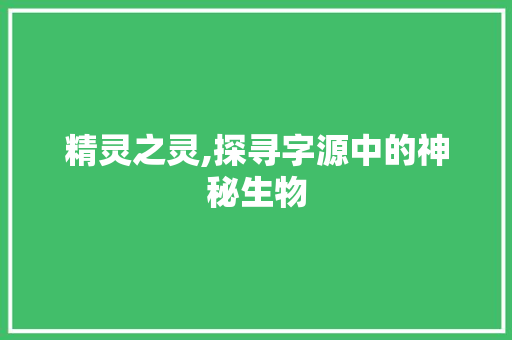 精灵之灵,探寻字源中的神秘生物