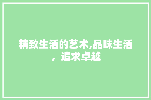 精致生活的艺术,品味生活，追求卓越