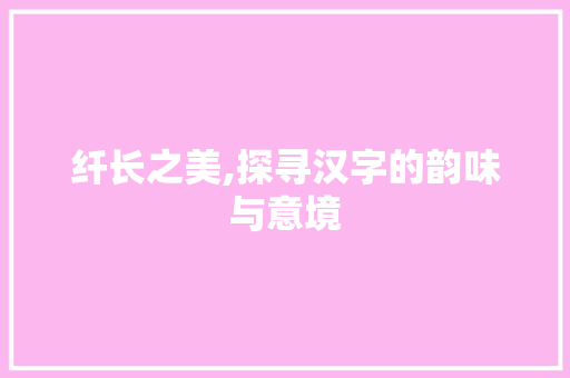 纤长之美,探寻汉字的韵味与意境