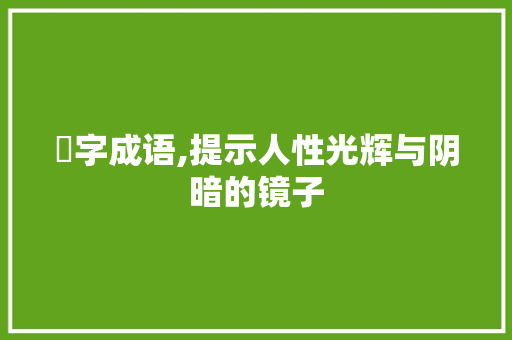 罒字成语,提示人性光辉与阴暗的镜子